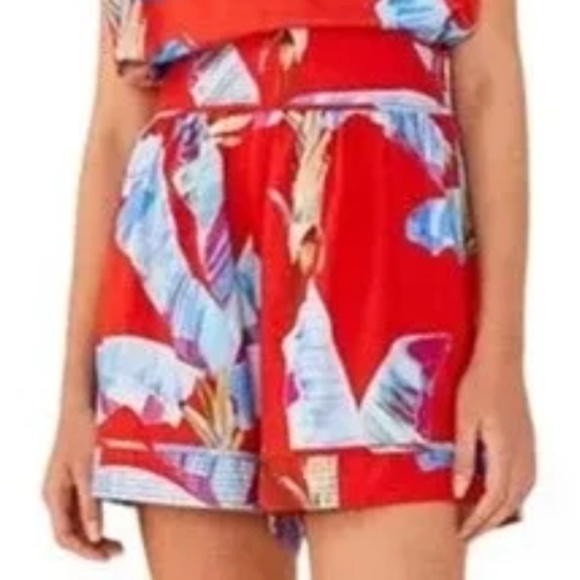 Women’s FARM Rio Sweet Jungle High Waist Linen Shorts-Ananas Red sz small NWT - Picture 3 of 5